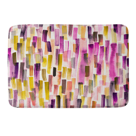 Ninola Design Modern purple brushstrokes painting stripes Memory Foam Bath Mat