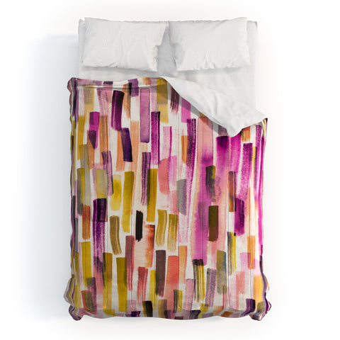 Ninola Design Modern purple brushstrokes painting stripes Comforter