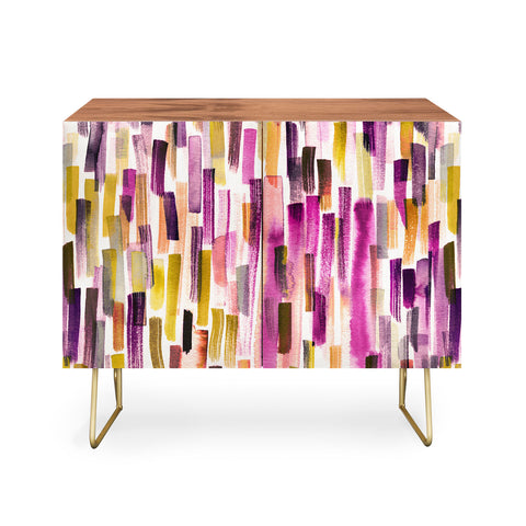 Ninola Design Modern purple brushstrokes painting stripes Credenza