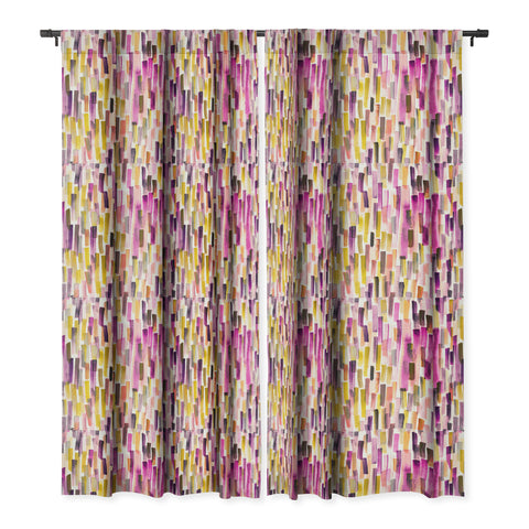 Ninola Design Modern purple brushstrokes painting stripes Blackout Window Curtain