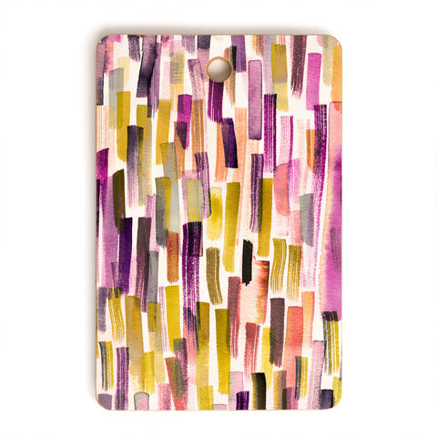 Ninola Design Modern purple brushstrokes painting stripes Cutting Board Rectangle