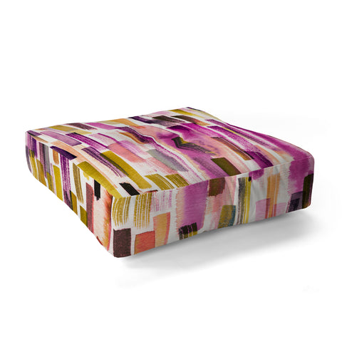 Ninola Design Modern purple brushstrokes painting stripes Floor Pillow Square