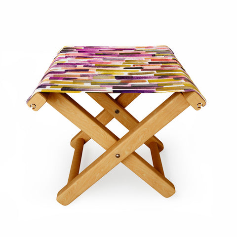 Ninola Design Modern purple brushstrokes painting stripes Folding Stool