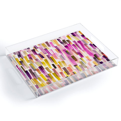 Ninola Design Modern purple brushstrokes painting stripes Acrylic Tray