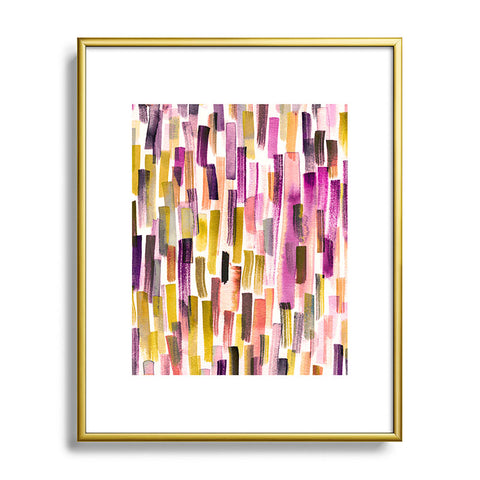 Ninola Design Modern purple brushstrokes painting stripes Metal Framed Art Print