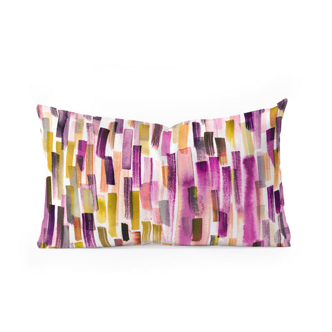 Ninola Design Modern purple brushstrokes painting stripes Oblong Throw Pillow