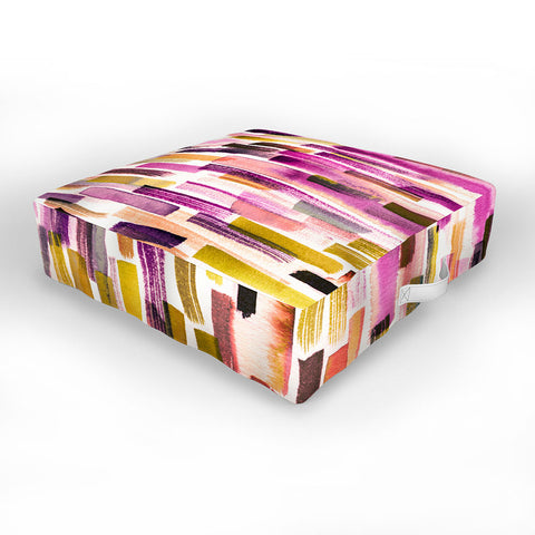Ninola Design Modern purple brushstrokes painting stripes Outdoor Floor Cushion