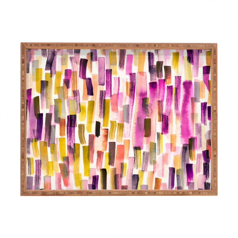 Ninola Design Modern purple brushstrokes painting stripes Rectangular Tray