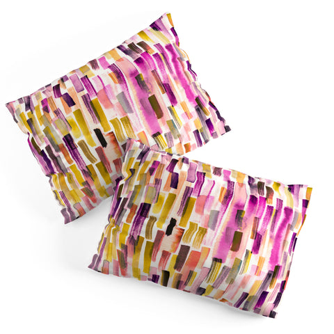 Ninola Design Modern purple brushstrokes painting stripes Pillow Shams