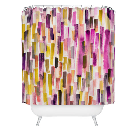 Ninola Design Modern purple brushstrokes painting stripes Shower Curtain