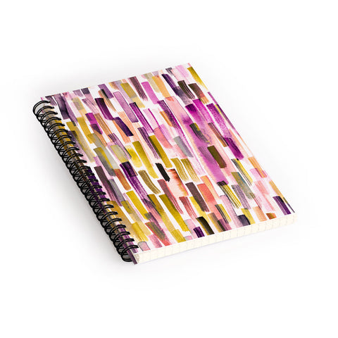 Ninola Design Modern purple brushstrokes painting stripes Spiral Notebook