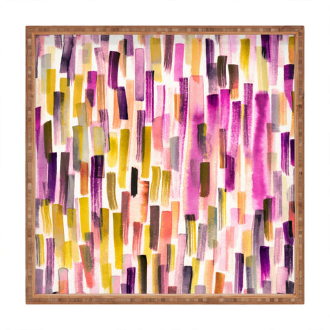 Ninola Design Modern purple brushstrokes painting stripes Square Tray