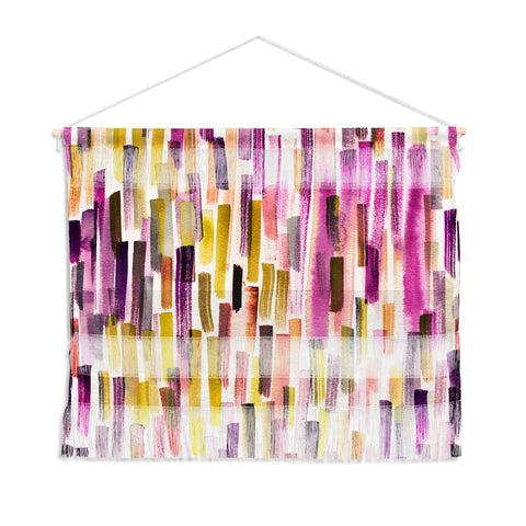 Ninola Design Modern purple brushstrokes painting stripes Wall Hanging Landscape