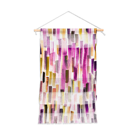 Ninola Design Modern purple brushstrokes painting stripes Wall Hanging Portrait