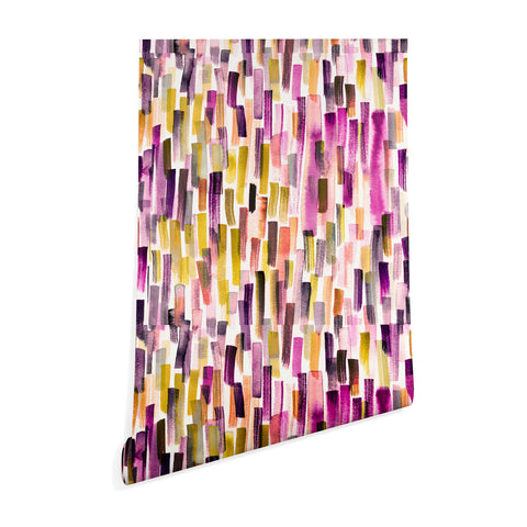Ninola Design Modern purple brushstrokes painting stripes Wallpaper