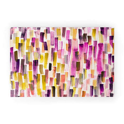 Ninola Design Modern purple brushstrokes painting stripes Welcome Mat