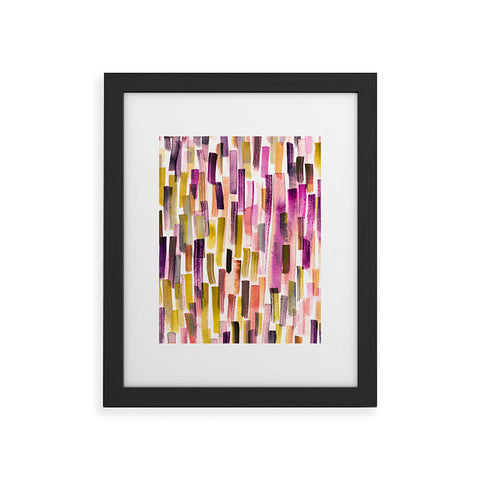 Ninola Design Modern purple brushstrokes painting stripes Framed Art Print