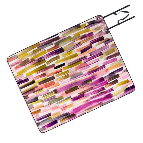 Ninola Design Modern purple brushstrokes painting stripes Picnic Blanket