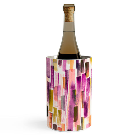 Ninola Design Modern purple brushstrokes painting stripes Wine Chiller