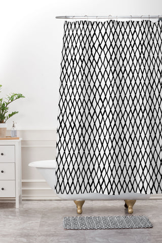 Ninola Design Monochromatic Geometric Shower Curtain And Mat