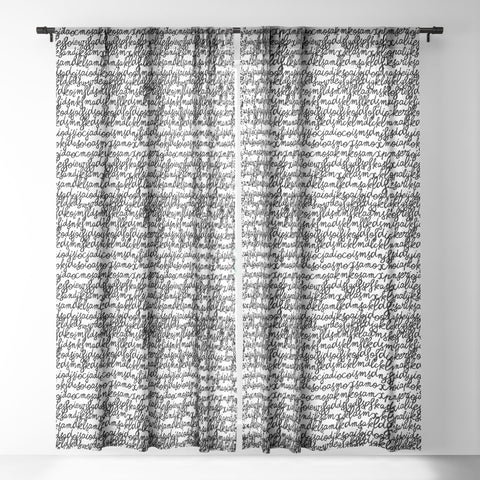 Ninola Design Monochromatic Lovely Words Sheer Window Curtain