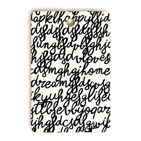 Ninola Design Monochromatic Lovely Words Cutting Board Rectangle
