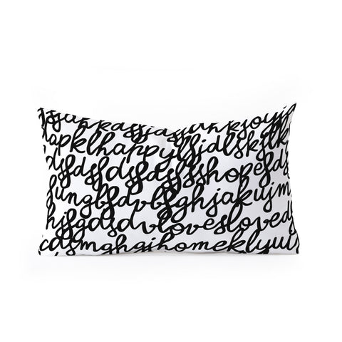 Ninola Design Monochromatic Lovely Words Oblong Throw Pillow