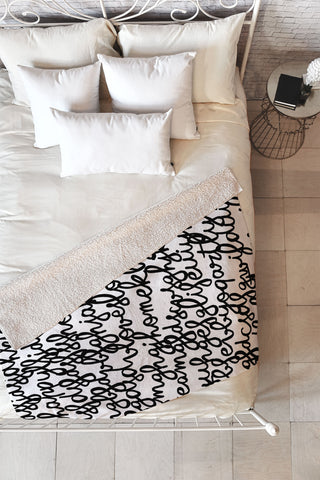 Ninola Design Monochromatic Lovely Words Fleece Throw Blanket