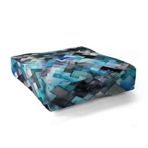 Ninola Design Moody Geometry Blue Sea Floor Pillow Square