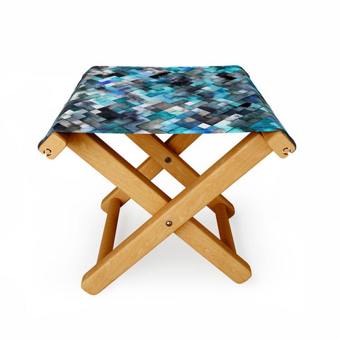 Ninola Design Moody Geometry Blue Sea Folding Stool