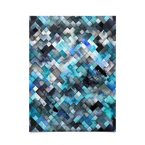 Ninola Design Moody Geometry Blue Sea Poster