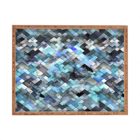 Ninola Design Moody Geometry Blue Sea Rectangular Tray