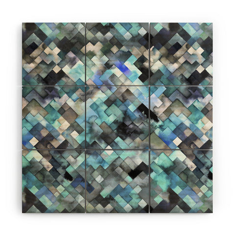 Ninola Design Moody Geometry Blue Sea Wood Wall Mural