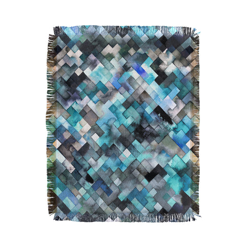 Ninola Design Moody Geometry Blue Sea Throw Blanket