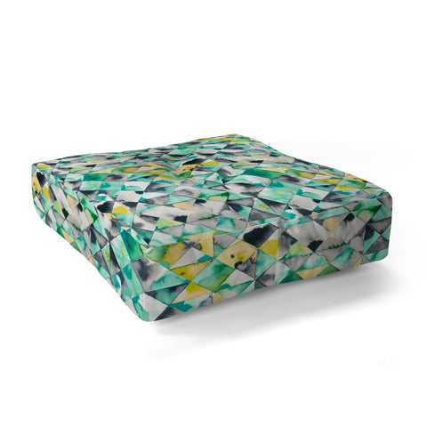 Ninola Design Moody Geometry Green Floor Pillow Square