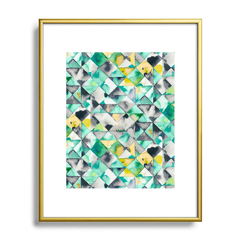 Ninola Design Moody Geometry Green Metal Framed Art Print