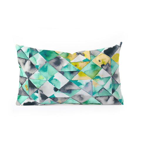 Ninola Design Moody Geometry Green Oblong Throw Pillow