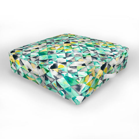 Ninola Design Moody Geometry Green Outdoor Floor Cushion