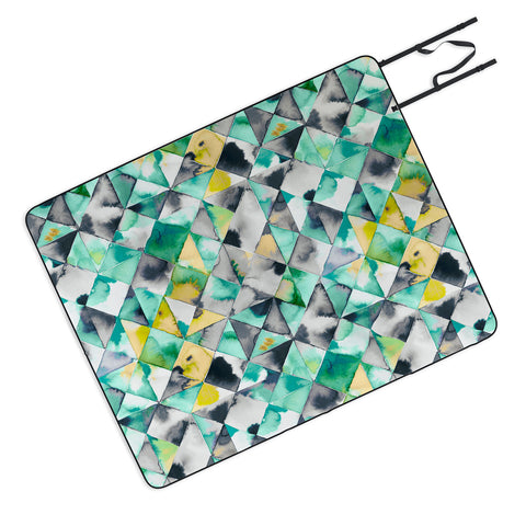 Ninola Design Moody Geometry Green Picnic Blanket