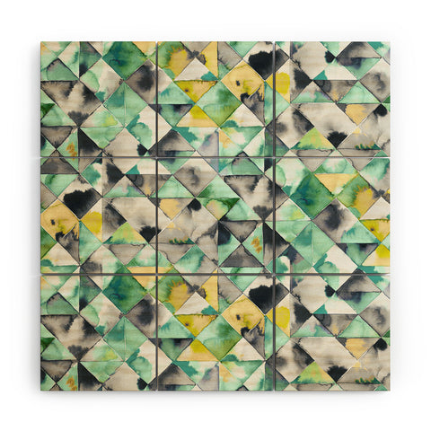 Ninola Design Moody Geometry Green Wood Wall Mural