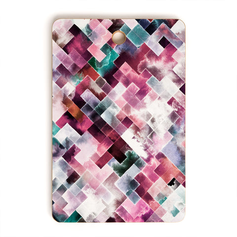 Ninola Design Moody Geometry Pink Cutting Board Rectangle