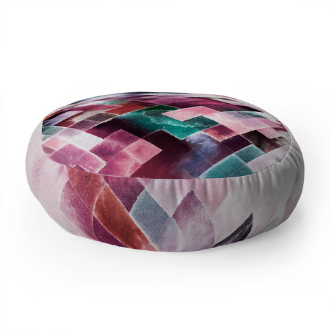 Ninola Design Moody Geometry Pink Floor Pillow Round