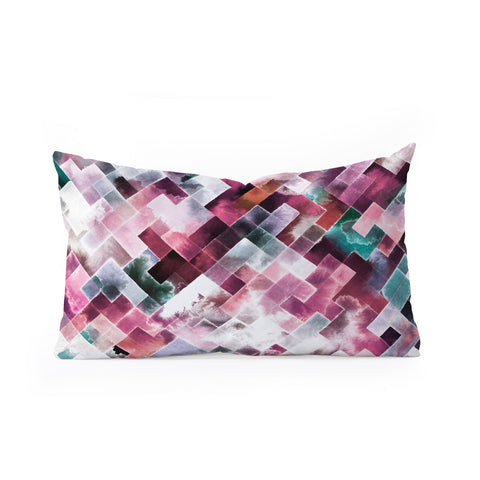 Ninola Design Moody Geometry Pink Oblong Throw Pillow