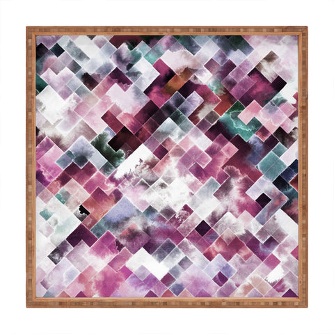 Ninola Design Moody Geometry Pink Square Tray