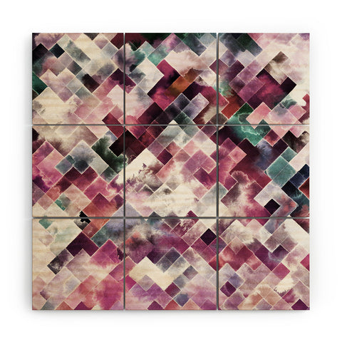 Ninola Design Moody Geometry Pink Wood Wall Mural