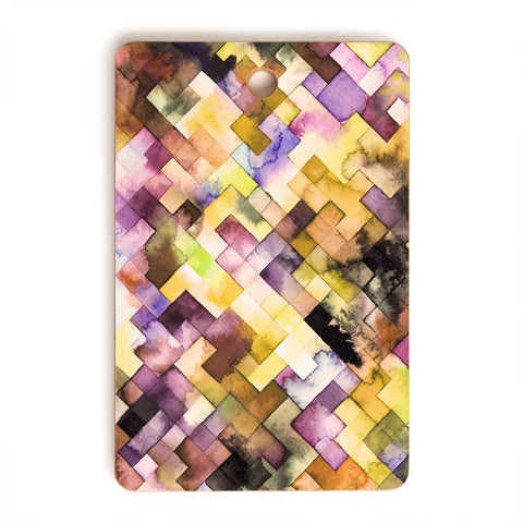 Ninola Design Moody Geometry Purple Cutting Board Rectangle