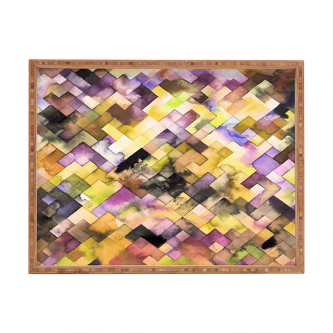 Ninola Design Moody Geometry Purple Rectangular Tray