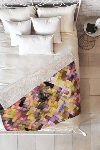Ninola Design Moody Geometry Purple Fleece Throw Blanket