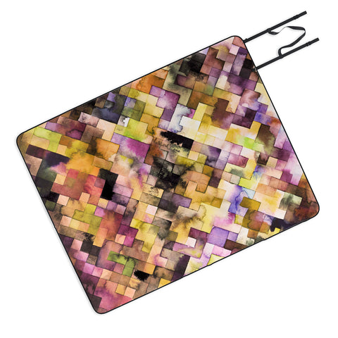 Ninola Design Moody Geometry Purple Picnic Blanket