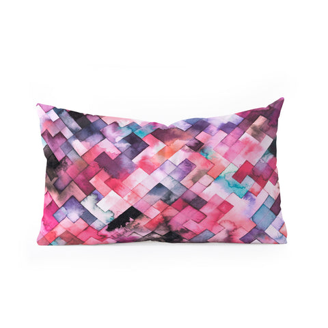 Ninola Design Moody Geometry red Oblong Throw Pillow